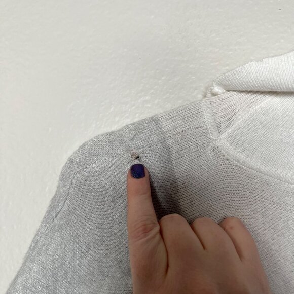 Joseph Ribkoff Womens Colorblock White Gray Knit Cowl Neck Poncho Sweater XS - Picture 3 of 11